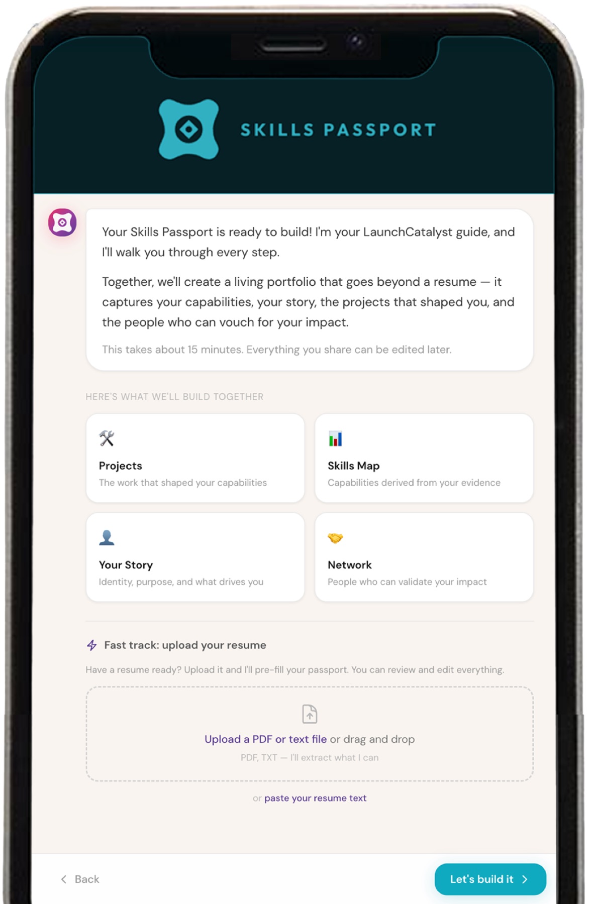 Iterative working prototypes and tests of the skills passport