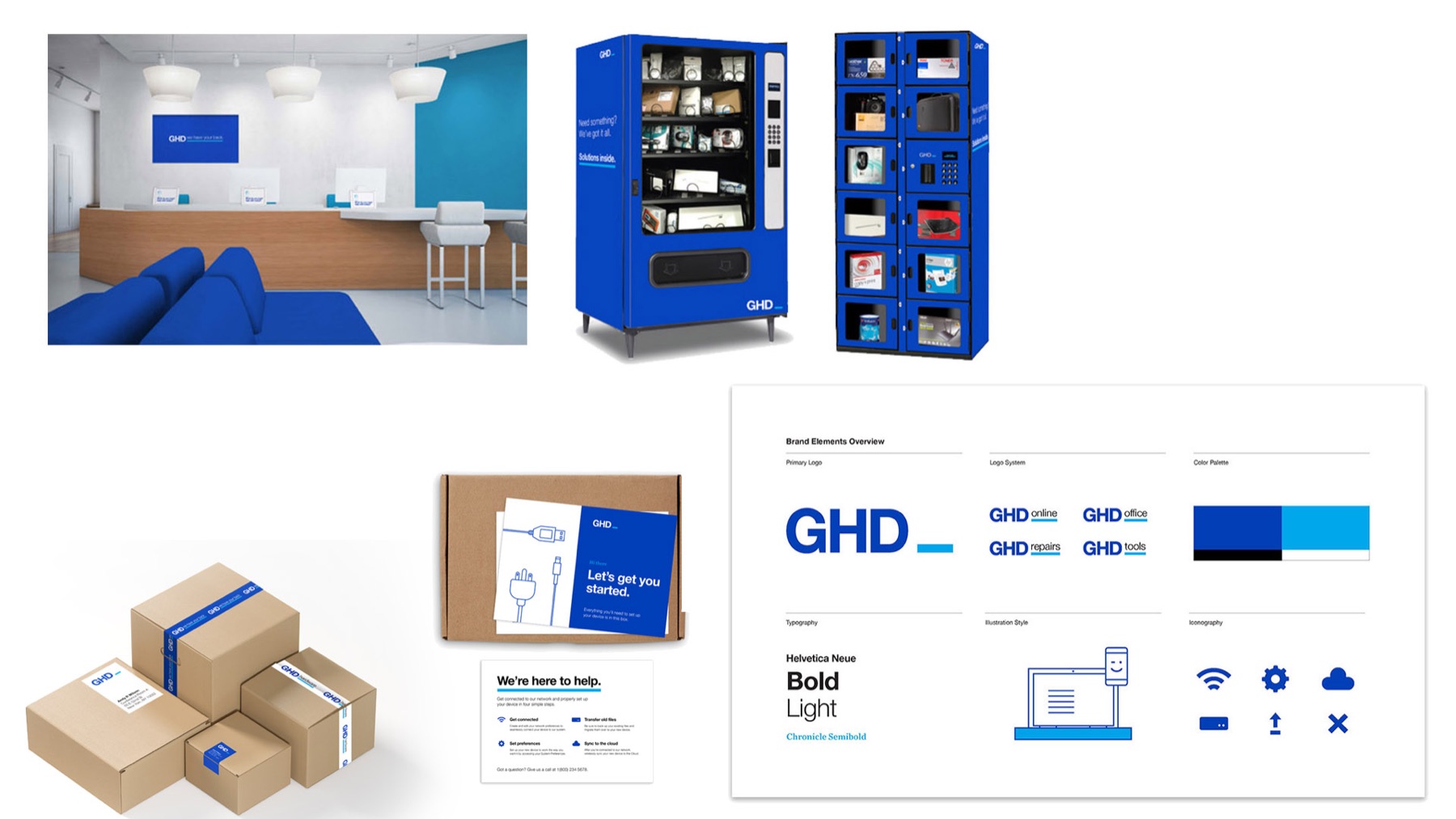 Service touchpoints and brand system across digital, physical and packaging